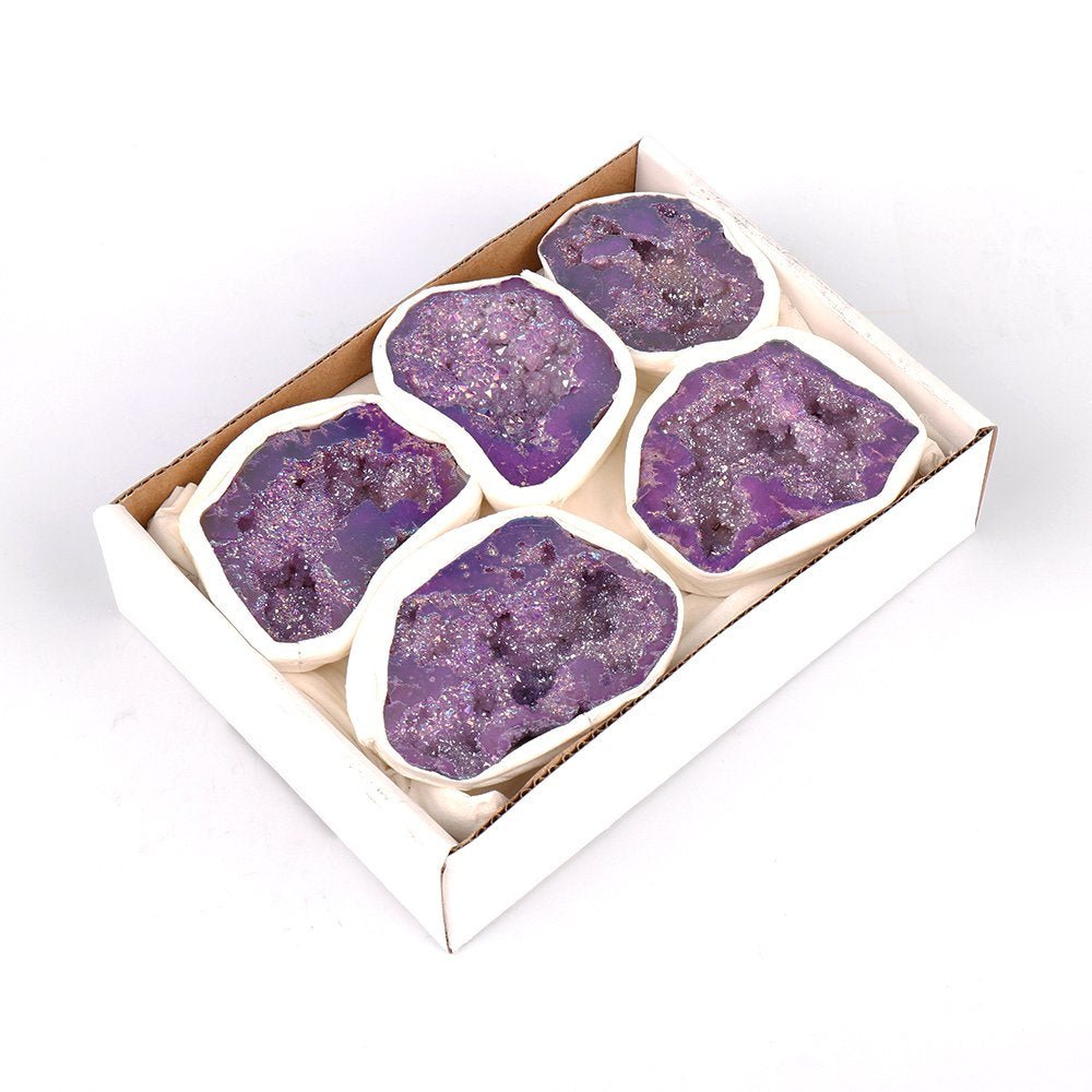 Mini Crystal Aura Half Geode - Quartz Light Purple - MarshallsHealthShop