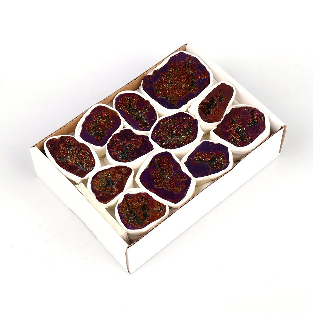 Mini Crystal Aura Half Geode - Quartz Purple - MarshallsHealthShop