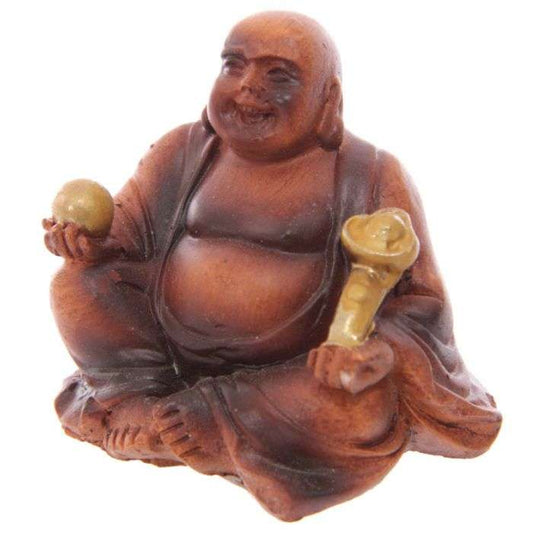 Mini Wood Effect Lucky Buddha Collectable - MarshallsHealthShop