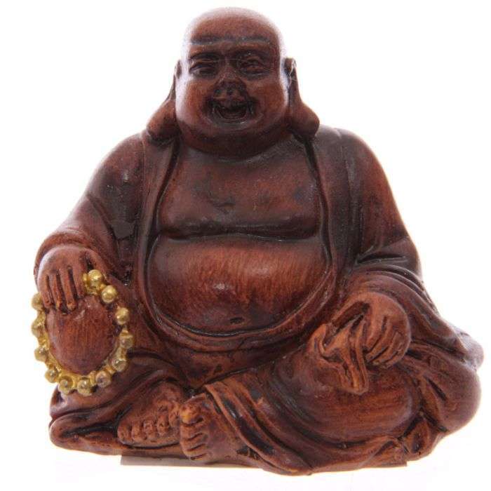 Mini Wood Effect Lucky Buddha Collectable - MarshallsHealthShop