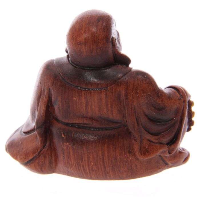Mini Wood Effect Lucky Buddha Collectable - MarshallsHealthShop