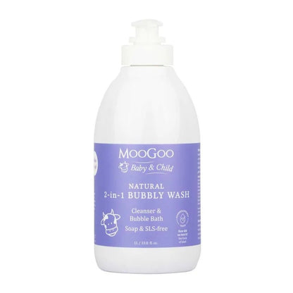 MooGoo 2-1 Bubbly Wash 1lt Babies need cleansers in their bath for hygiene. Washing with water alone doesn’t remove much dirt and any of the other things babies can get into. But a lot of the commercial wash products out there are made with cheap, synthetic detergents that can strip the skin of its natural oils, leaving it high and dry.  The ones that make big bubbles can be particularly drying, but every parent knows, BABIES NEED BUBBLES! The biggest bubbles in town are made by Sodium Laureth Sulphate.