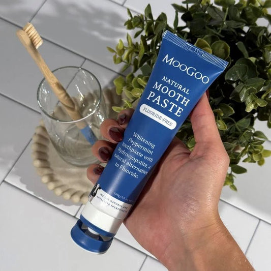 MooGoo Moothpaste Fluoride Free 100g - 1st Stop Marshall's Health Shop, Gift Shop! - Heath and Natural Therapy New Brighton Christchurch - Naturopath