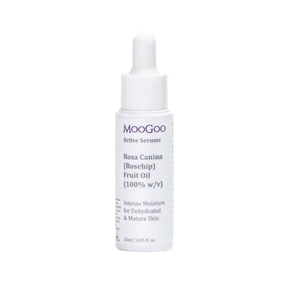 MooGoo Rosa Canina Fruit Oil 25ml We know there is good Rosehip Oil and bad Rosehip Oil. Good Rosehip Oil is amazing for the skin and full of essential fatty acids, but some Rosehip Oils on the market don’t seem as nice. They can smell different, have a different colour and not seem to work as well. Some don’t even feel like Rosehip Oil at all. We went to great lengths to source our supplier of the highest grade Rosehip Oil we could find. Our Rosehip Oil is cold-pressed and certified organic by the USDA.