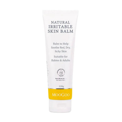 MooGoo Irritable Skin Balm 120g This is our original Irritable Skin Balm which has helped a lot of adults and babies with their skin concerns. In fact, without any advertising it has become one of our most popular products through word of mouth. Please remember though that one cream won't fix every skin problem for everyone. For more information specifically about Eczema click here, and for Psoriasis click here.  Please note that this product in Australia is called Eczema & Psoriasis Cream.