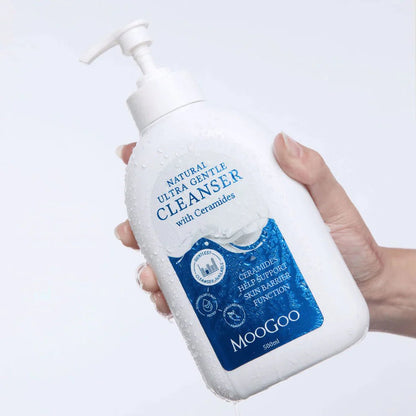 MooGoo Ultra Gentle Cleanser with Ceramides 500ml 1st Stop, Marshall's Health Shop!  The lowest-irritation cleanser available for people with extremely sensitive skin Our primary cleanser is the gentlest available anywhere