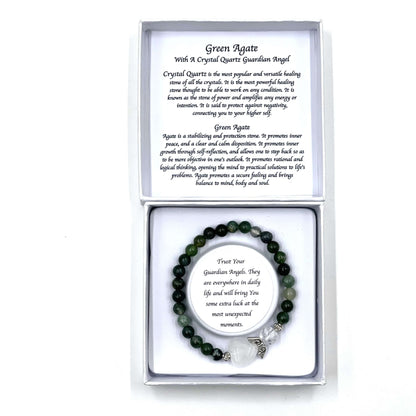 Moss Agate Crystal Heart Angel Bracelet - MarshallsHealthShop