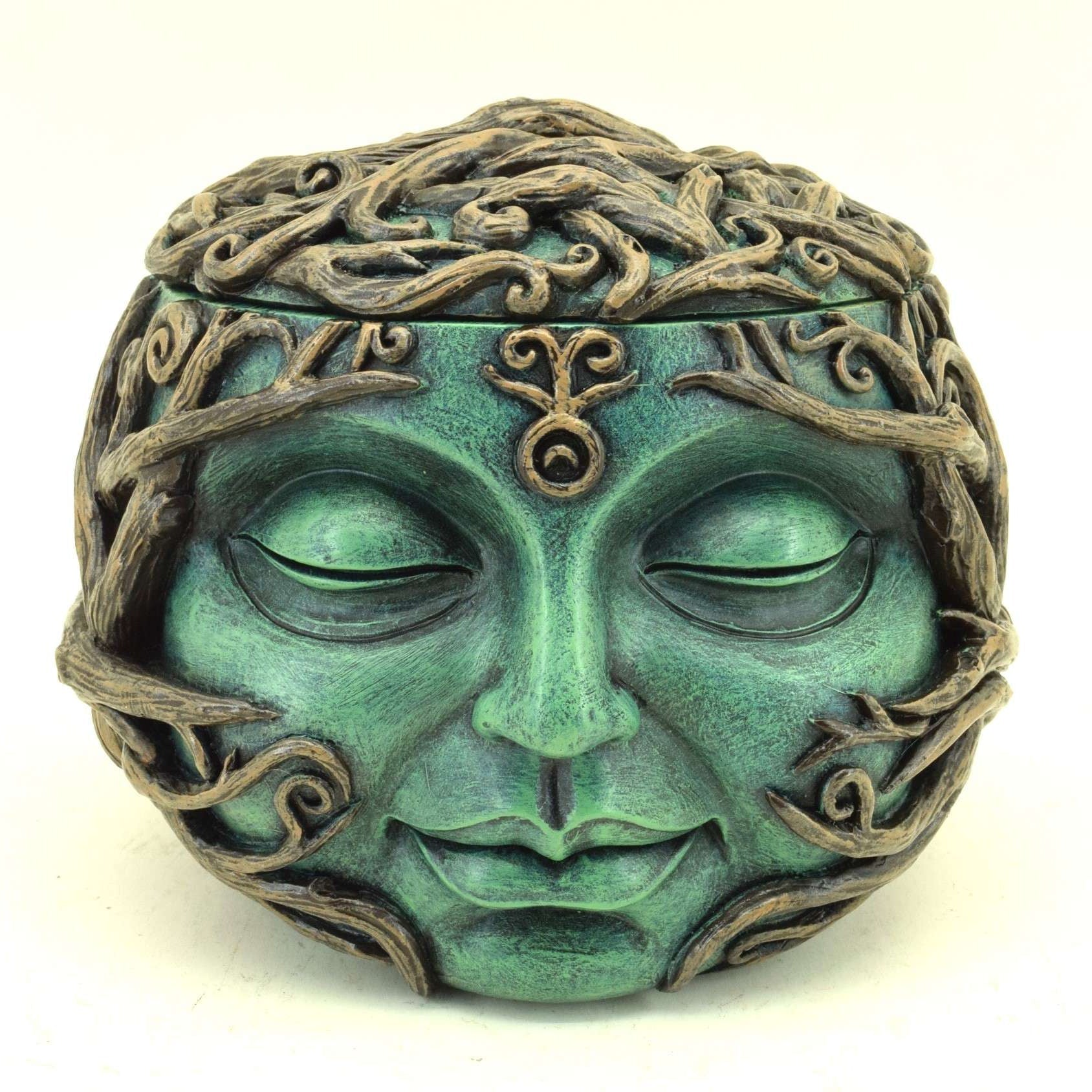 Mystical Tree Spirit Trinket Box
Enchanted Green Face with Vine Detailing
13x13x10.5CM
1st Stop, Marshall's Health Shop, Gift Shop!

SKU: MK414