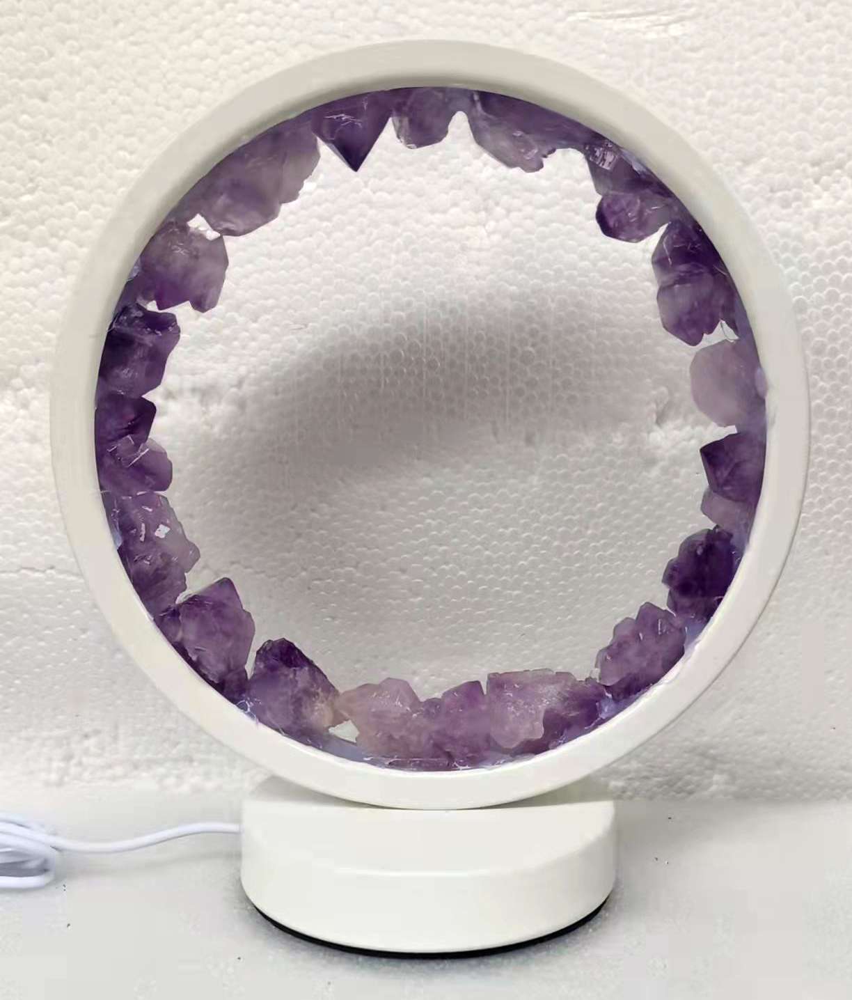 Natural Amethyst Crystal LED USB Table Lamp - MarshallsHealthShop