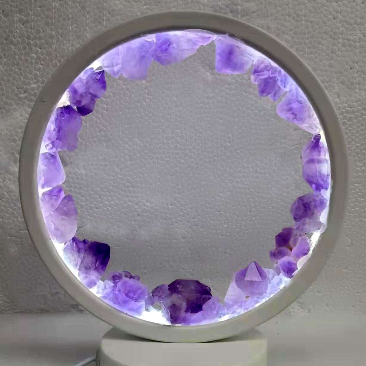 Natural Amethyst Crystal LED USB Table Lamp - MarshallsHealthShop