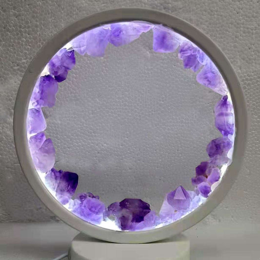 Natural Amethyst Crystal LED USB Table Lamp - MarshallsHealthShop