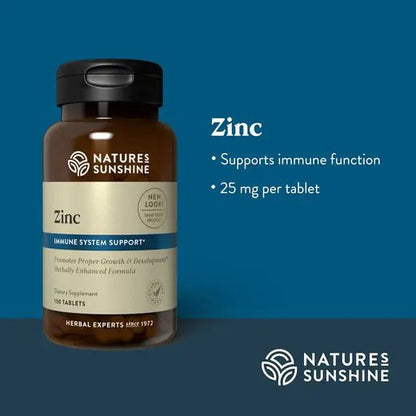 Natures Sunshine Zinc 150 Tablets - 1st Stop Marshall's Health Shop, Gift Shop! - Heath and Natural Therapy New Brighton Christchurch - Naturopath