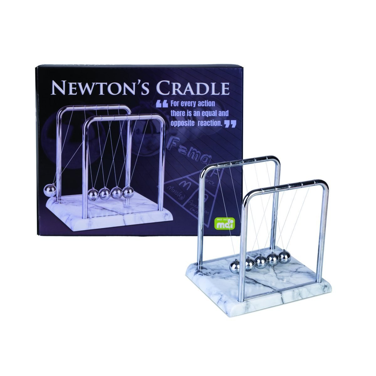 Newton's Cradle with White Marble - look Base - MarshallsHealthShop