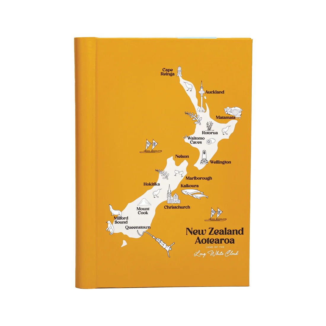Notebook Map of New Zealand with Names A5 - MarshallsHealthShop