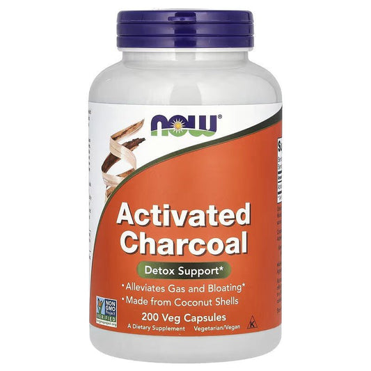 NOW Foods Activated Charcoal 280mg 200 Veg Caps - 1st Stop Marshall's Health Shop, Gift Shop! - Heath and Natural Therapy New Brighton Christchurch - Naturopath