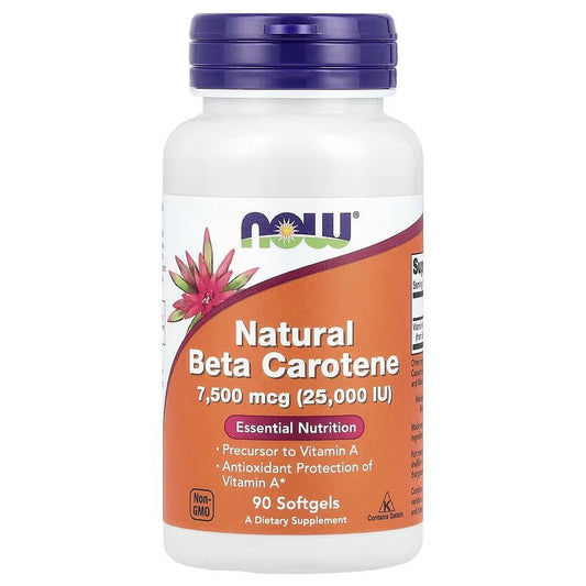 NOW Foods Beta Carotene 25000IU 90 Softgels - 1st Stop Marshall's Health Shop, Gift Shop! - Heath and Natural Therapy New Brighton Christchurch - Naturopath