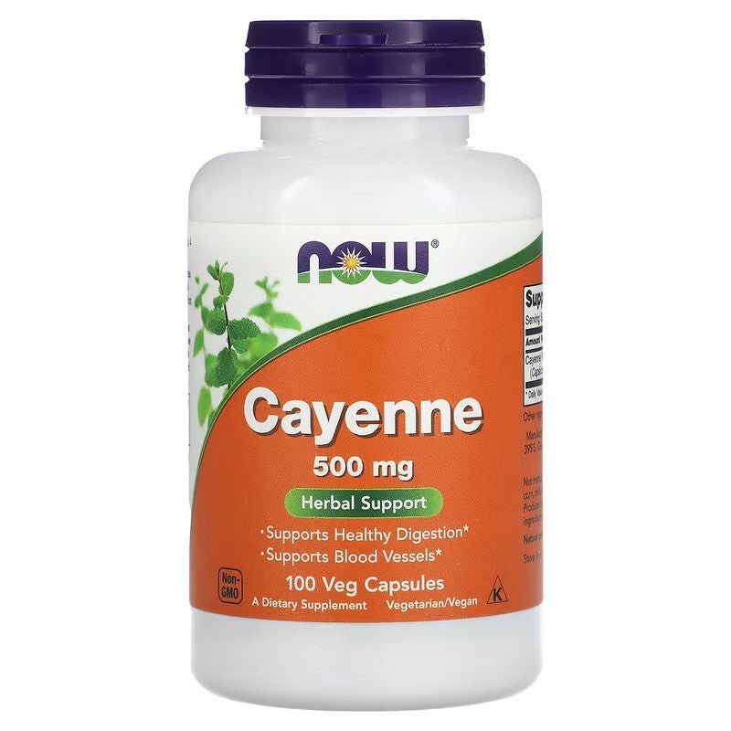 NOW Foods Cayenne 500mg 100 Veg Caps - 1st Stop Marshall's Health Shop, Gift Shop! - Heath and Natural Therapy New Brighton Christchurch - Naturopath