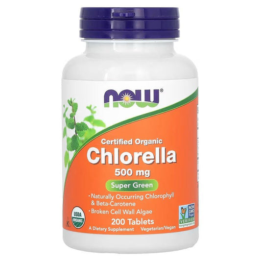 NOW Foods Chlorella Organic 500mg 200 Tablets - 1st Stop Marshall's Health Shop, Gift Shop! - Heath and Natural Therapy New Brighton Christchurch - Naturopath