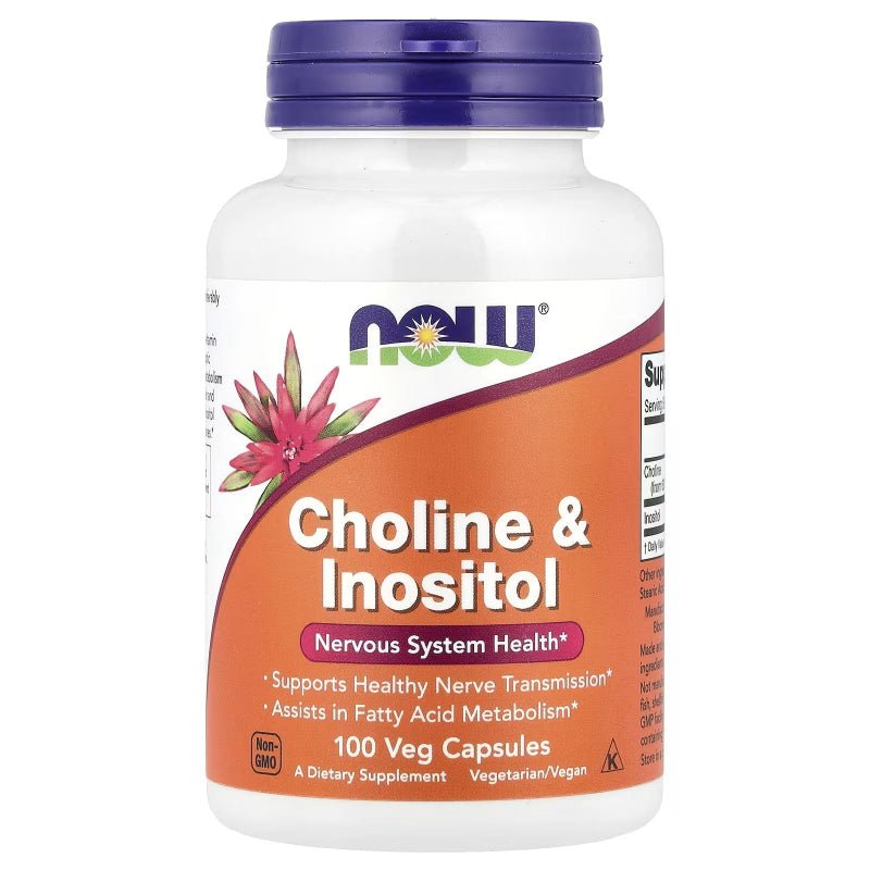 NOW Foods Choline & Inositol 500mg 100 Veg Caps - 1st Stop Marshall's Health Shop, Gift Shop! - Heath and Natural Therapy New Brighton Christchurch - Naturopath