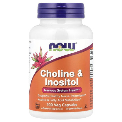 NOW Foods Choline & Inositol 500mg 100 Veg Caps - 1st Stop Marshall's Health Shop, Gift Shop! - Heath and Natural Therapy New Brighton Christchurch - Naturopath