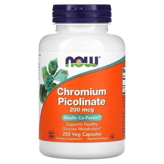 NOW Foods Chromium Picolinate 200mcg 100 Veg Caps - 1st Stop Marshall's Health Shop, Gift Shop! - Heath and Natural Therapy New Brighton Christchurch - Naturopath