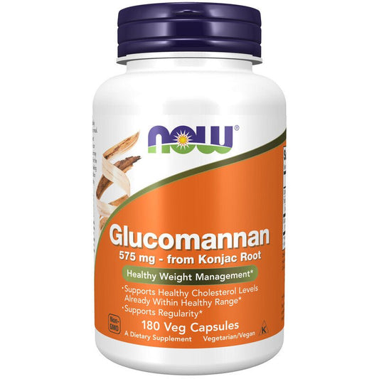NOW Foods Glucomannan 575mg 180 Veg Caps - 1st Stop Marshall's Health Shop, Gift Shop! - Heath and Natural Therapy New Brighton Christchurch - Naturopath