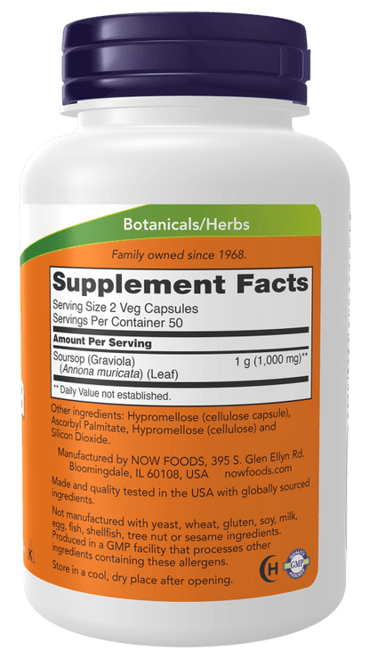 NOW Foods Graviola 500mg 100 Vege Capsules - 1st Stop Marshall's Health Shop, Gift Shop! - Heath and Natural Therapy New Brighton Christchurch - Naturopath