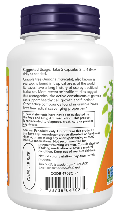 NOW Foods Graviola 500mg 100 Vege Capsules - 1st Stop Marshall's Health Shop, Gift Shop! - Heath and Natural Therapy New Brighton Christchurch - Naturopath