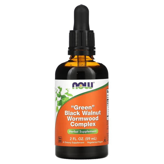 NOW Foods Green Black Walnut Wormwood Complex Liquid 59ml

NOW®&nbsp;"Green" Black Walnut Wormwood Complex is an herbal formulation that combines three traditional herbal extracts in one convenient liquid supplement. This product is manufactured with extracts of unripe&nbsp;(green) black walnut hulls (Juglans nigra), wormwood (Artemisia absinthium) and clove buds (Syzgium aromaticum).
Natural colour variation may occur in this product.
HEALTH BENEFITS:

Anti-parasitic
Intestinal Health
1st Stop, Marshall's 