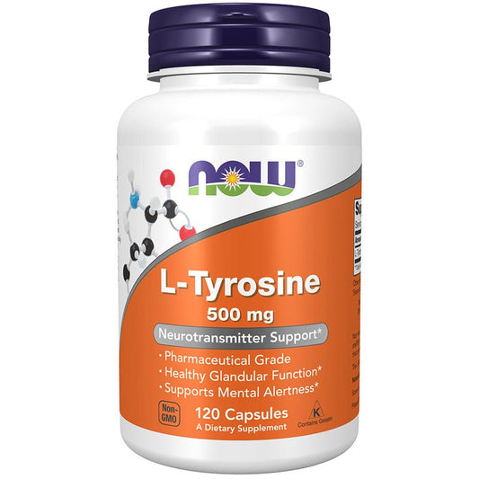 NOW Foods L - Tyrosine 500mg 120 Veg Caps - 1st Stop Marshall's Health Shop, Gift Shop! - Heath and Natural Therapy New Brighton Christchurch - Naturopath