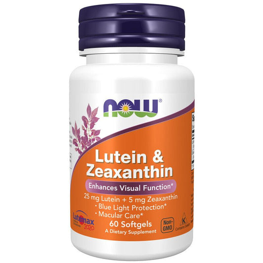 NOW Foods Lutein 25mg & Zeaxanthin 5mg 60 Softgels - 1st Stop Marshall's Health Shop, Gift Shop! - Heath and Natural Therapy New Brighton Christchurch - Naturopath