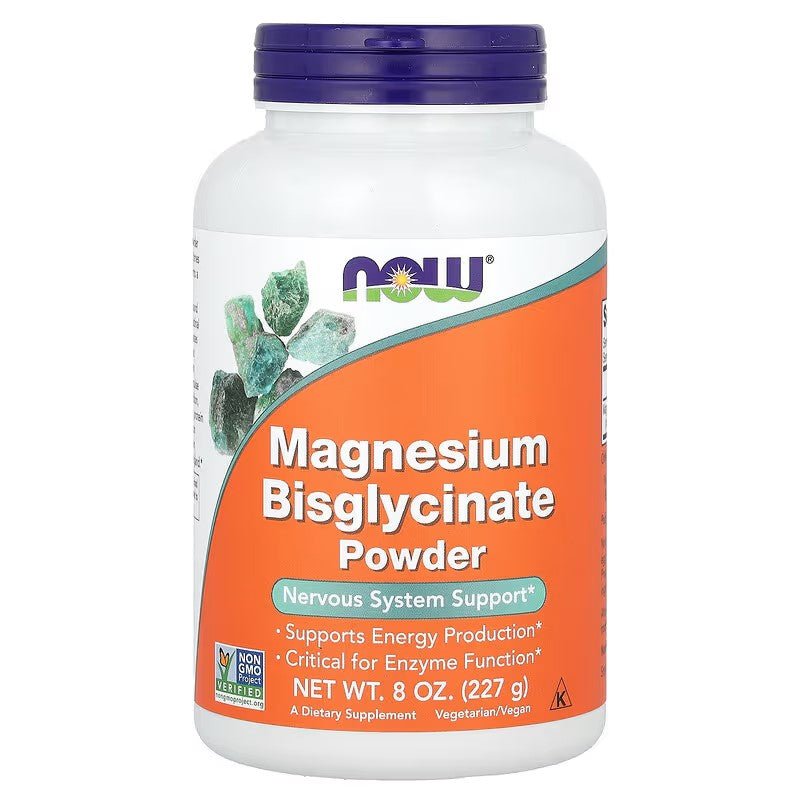 NOW Foods Magnesium Bisglycinate Powder 227gm - 1st Stop Marshall's Health Shop, Gift Shop! - Heath and Natural Therapy New Brighton Christchurch - Naturopath