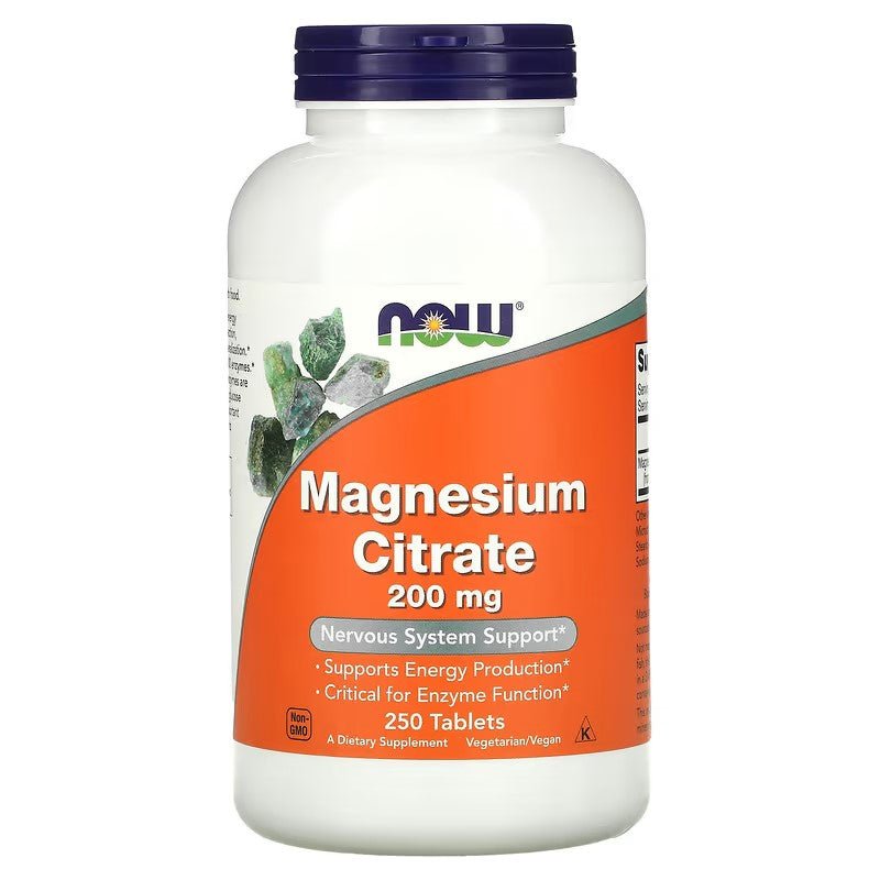 NOW Foods Magnesium Citrate 200mg - 1st Stop Marshall's Health Shop, Gift Shop! - Heath and Natural Therapy New Brighton Christchurch - Naturopath