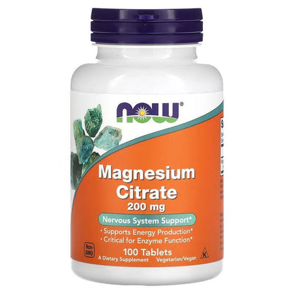 NOW Foods Magnesium Citrate 200mg - 1st Stop Marshall's Health Shop, Gift Shop! - Heath and Natural Therapy New Brighton Christchurch - Naturopath