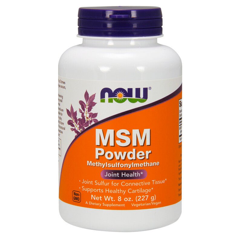 NOW Foods MSM Powder

What is MSM?

MSM (Methylsulfonylmethane) is a sulfur-bearing compound that is naturally present in very small amounts in fruits, vegetables, grains, animal products, and some algae. Sulfur compounds are found in all body cells and are indispensable for life. MSM, in its role in the body's sulfur cycle, helps to create the chemical links needed to form and maintain numerous different types of structural tissues of the human body.1st Stop, Marshall's Health Shop!