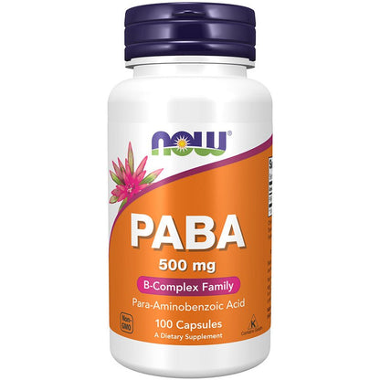 NOW Foods PABA 500mg 100 Veg Caps - 1st Stop Marshall's Health Shop, Gift Shop! - Heath and Natural Therapy New Brighton Christchurch - Naturopath