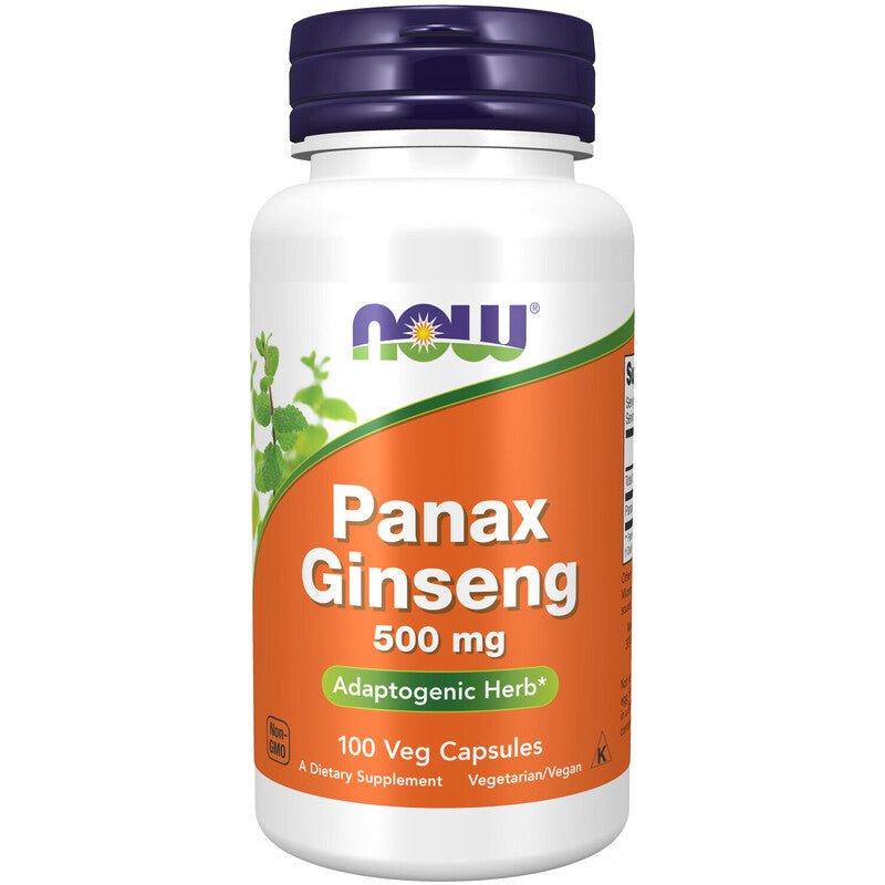 NOW Foods Panax Ginseng 500mg 100 Veg Caps - 1st Stop Marshall's Health Shop, Gift Shop! - Heath and Natural Therapy New Brighton Christchurch - Naturopath