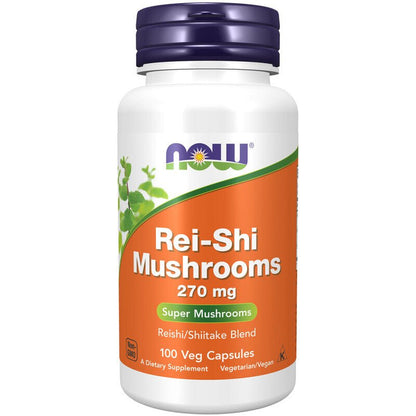 NOW Foods Rei - Shi Mushrooms 270mg 100 Veg Caps - 1st Stop Marshall's Health Shop, Gift Shop! - Heath and Natural Therapy New Brighton Christchurch - Naturopath