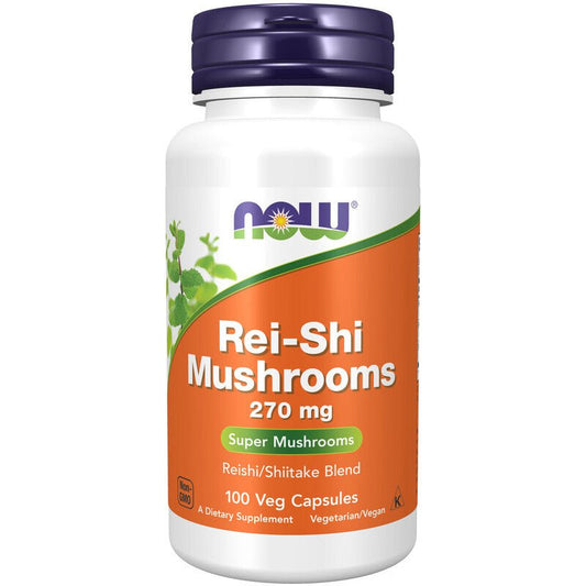NOW Foods Rei - Shi Mushrooms 270mg 100 Veg Caps - 1st Stop Marshall's Health Shop, Gift Shop! - Heath and Natural Therapy New Brighton Christchurch - Naturopath