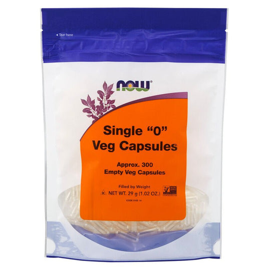 NOW Foods Single "0" Approx. 300 Empty Veg Caps - 1st Stop Marshall's Health Shop, Gift Shop! - Heath and Natural Therapy New Brighton Christchurch - Naturopath