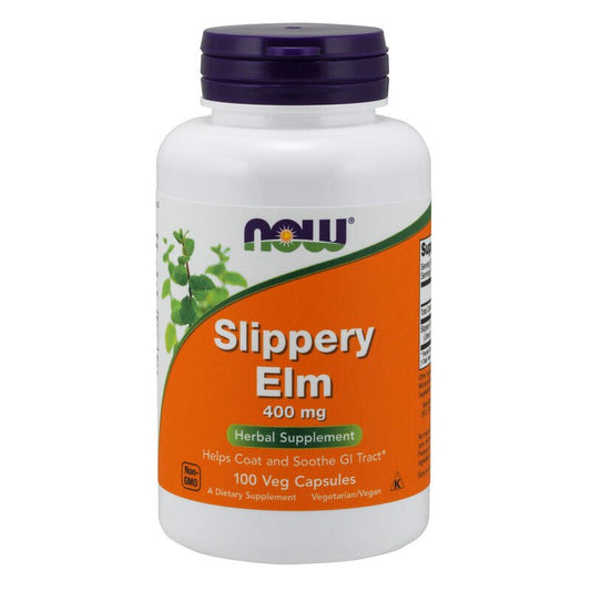 NOW Foods Slippery Elm 400mg 100 Veg Caps - 1st Stop Marshall's Health Shop, Gift Shop! - Heath and Natural Therapy New Brighton Christchurch - Naturopath