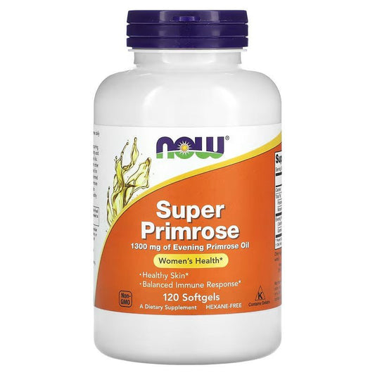 NOW Foods Super Primrose 1300mg 120 Softgels - 1st Stop Marshall's Health Shop, Gift Shop! - Heath and Natural Therapy New Brighton Christchurch - Naturopath