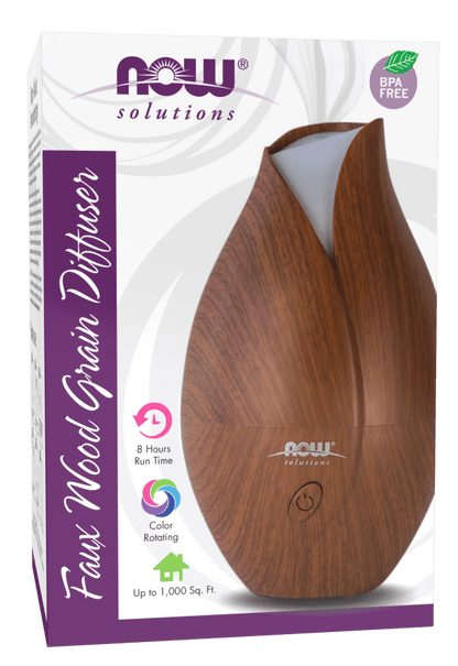 NOW Foods Ultrasonic Faux Wood Grain Essential Oil Diffuser - 1st Stop Marshall's Health Shop, Gift Shop! - Heath and Natural Therapy New Brighton Christchurch - Naturopath