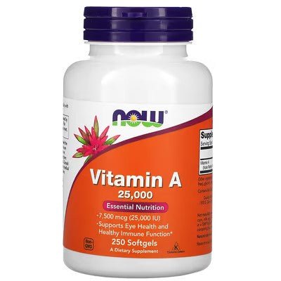 NOW Foods Vitamin A 25,000 Softgels - 1st Stop Marshall's Health Shop, Gift Shop! - Heath and Natural Therapy New Brighton Christchurch - Naturopath