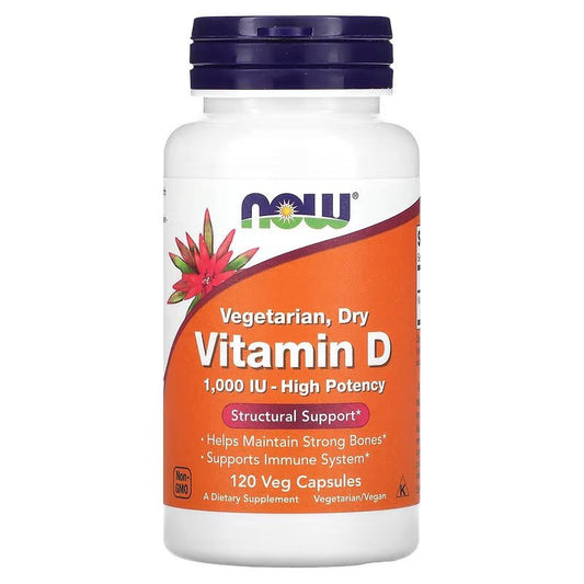 NOW Foods Vitamin D 1000 IU Dry 120 Veg Capsules - 1st Stop Marshall's Health Shop, Gift Shop! - Heath and Natural Therapy New Brighton Christchurch - Naturopath