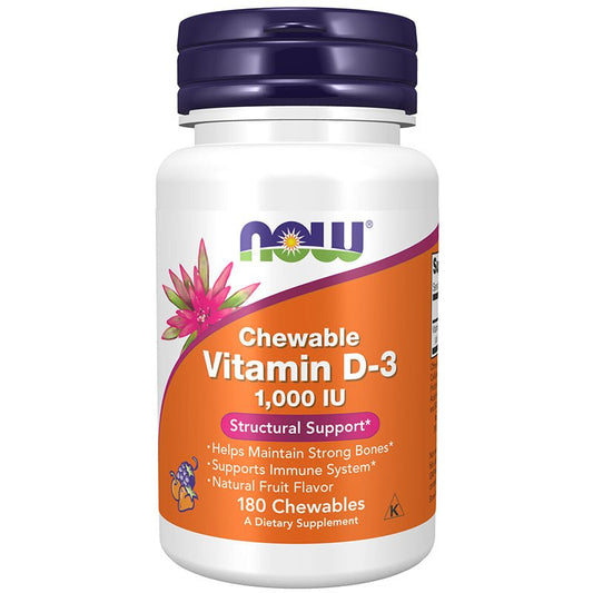 NOW Foods Vitamin D3 1000iu 180 Chewables - 1st Stop Marshall's Health Shop, Gift Shop! - Heath and Natural Therapy New Brighton Christchurch - Naturopath