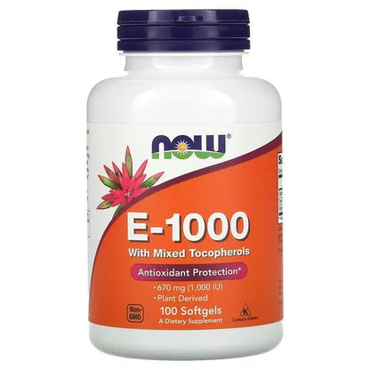 NOW Foods Vitamin E - 1000 100 Softgels - 1st Stop Marshall's Health Shop, Gift Shop! - Heath and Natural Therapy New Brighton Christchurch - Naturopath