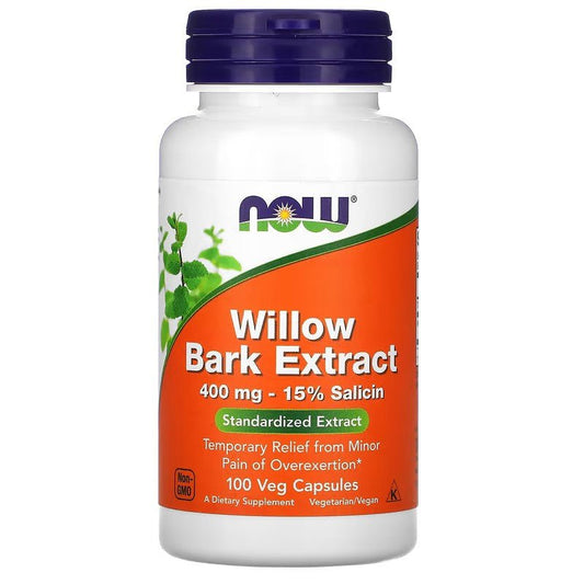 NOW Foods Willow Bark Extract 400 mg 100 Veg Capsules - 1st Stop Marshall's Health Shop, Gift Shop! - Heath and Natural Therapy New Brighton Christchurch - Naturopath
