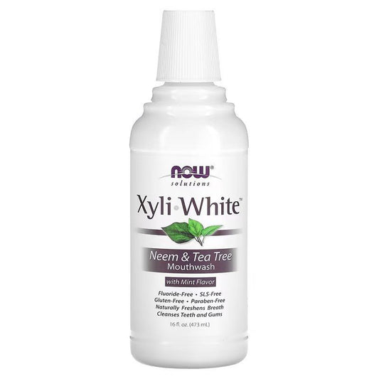 NOW Foods XyliWhite Neem & Tea Tree Mouthwash 473ml - 1st Stop Marshall's Health Shop, Gift Shop! - Heath and Natural Therapy New Brighton Christchurch - Naturopath