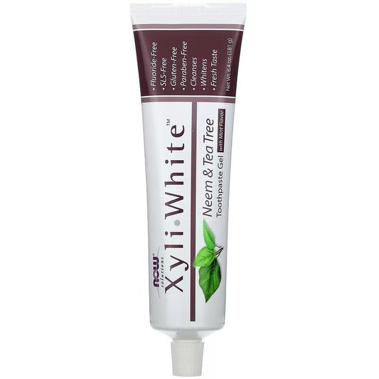 NOW Foods XyliWhite Neem & Tea Tree Toothpaste Gel 181g - 1st Stop Marshall's Health Shop, Gift Shop! - Heath and Natural Therapy New Brighton Christchurch - Naturopath